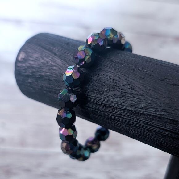 Vintage Stretch Bracelet Dark Multi Colored - Fair Condition - Picture 3 of 8